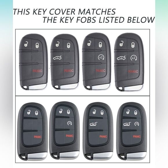 Jeep logo Leather Key Fob Keychain, Key Fob Cover in Red and Valve Stem Caps NWT - Picture 6 of 8